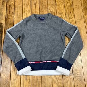 Vintage 90s‎ Tommy Jeans Gray Fleece Pullover Top with Trim Women's Small